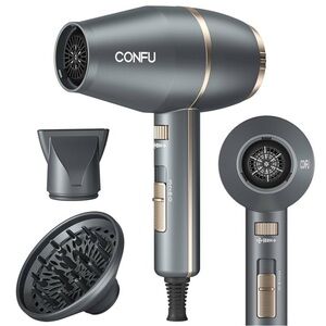 Grey Hair Dryer with Diffuser 1875W, Negative lonic Blow Dryer It#TB8